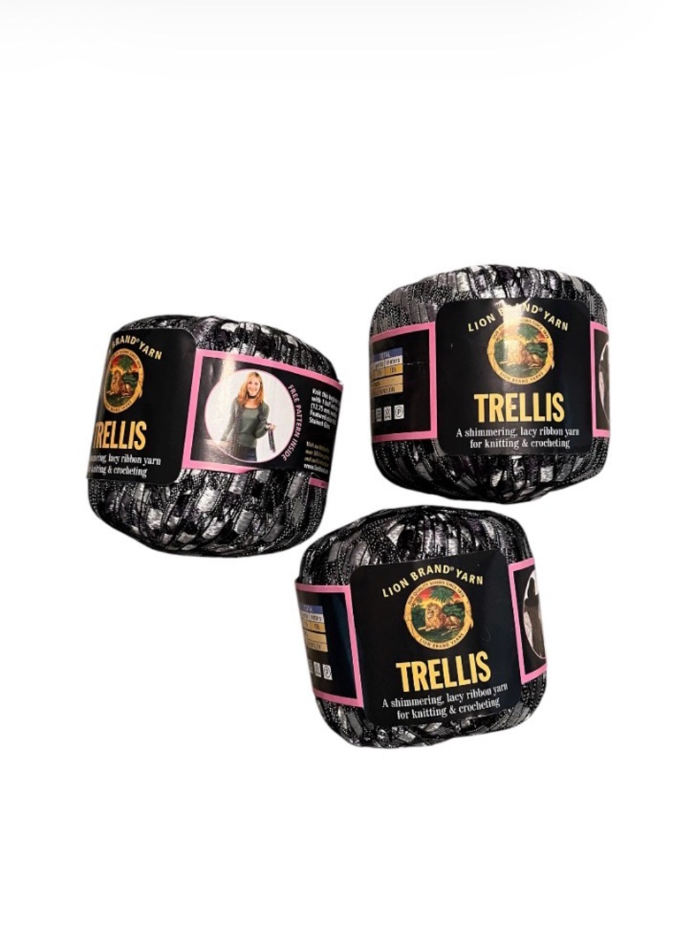 Lion Brand Trellis Shimmery Black Ribbon Yarn